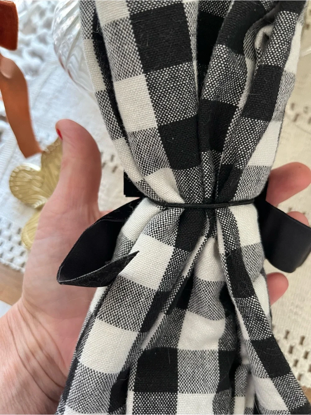 Velvet Bow Napkin Rings - Black and Copper (Set of 8)